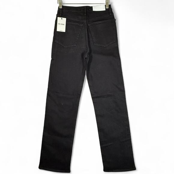 RE/DONE High Rise Stove Pipe Jeans Black Size 25 Straight Leg NWT - Picture 2 of 7